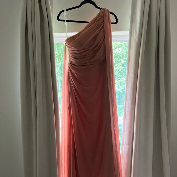 Azazie One Shoulder Dress in champagne rose - Picture 6 of 10